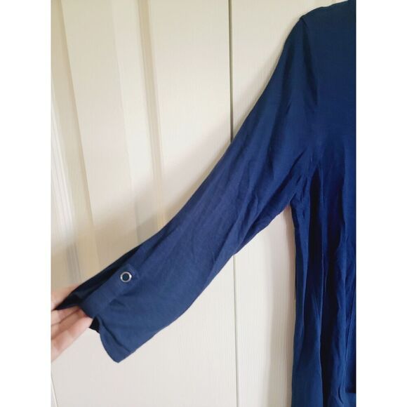 Chico's Zenergy 1 Navy Blue 3/4 Sleeve Sweatshirt Athleisure Medium Angle Top - Picture 3 of 7